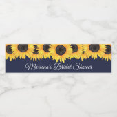 ナチュラルなひまわり ネイビーブルーの結婚前お披露目パーティー ペットボトルラベル (シングルラベル)