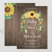ナチュラルなひまわり ベビーシャワー 招待状 (正面/裏面)