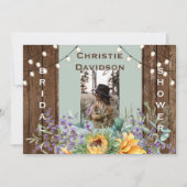 ナチュラルなひまわり ライトの写真 ブライダルシャワー 招待状 (正面)