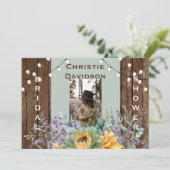 ナチュラルなひまわり ライトの写真 ブライダルシャワー 招待状 (スタンド正面)