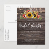 ナチュラルなひまわり ライト ブライダルシャワー 招待状 (正面/裏面)
