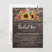 ナチュラルなひまわり ライト ブライダル ティー インビテーション (正面/裏面)