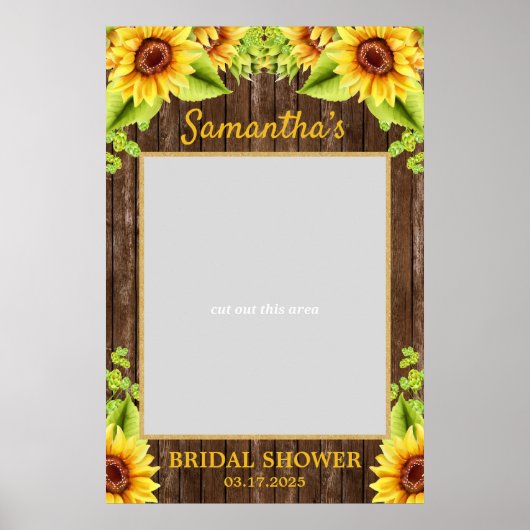 ナチュラルなひまわり 木製 夏 フォトプロップ ブース ポスター (正面)