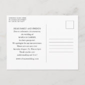 ナチュラルなひまわり 田舎の結婚式 延期のお知らせ 新しい日程 インビテーションポストカード (裏面)