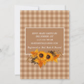 ナチュラルなひまわり BBQ カップルシャワー 招待状 (裏面)