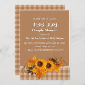 ナチュラルなひまわり BBQ カップルシャワー 招待状 (正面/裏面)