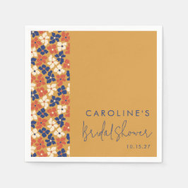 ナチュラルなアンティーク感とブルーのボタニカルが可愛らしいカスタムのブライダルシャワー スタンダードカクテルナプキン