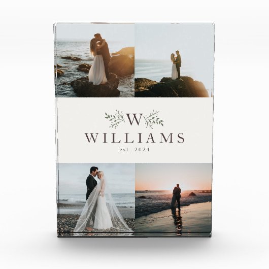 ナチュラルなイニシャル 新婚 ウェディング コラージュ フォトブロック (正面)