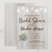 ナチュラルなウェディングシャワーのマスンジャー照明 ベイビーズブレス 招待状 (正面/裏面)
