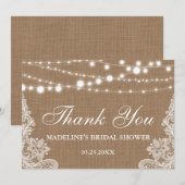 ナチュラルなウェディングシャワー　麻と光とレースの感謝 サンキューカード (正面/裏面)