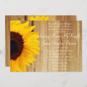 ナチュラルなカントリー sunflower 木製 ウェディング 招待状 (正面/裏面)