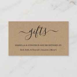 ナチュラルなギフトレジストリー挿入紙 / 招待状同封用紙 エンクロージャーカード