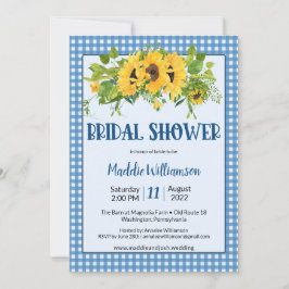 ナチュラルなギンガムチェックのひまわり カントリーウェディングシャワー 招待状