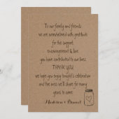ナチュラルなクラフト紙のウェディング サンクス カード (正面/裏面)