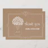 ナチュラルなクラフト紙のメイソンジャーと花の感謝 サンキューカード (正面/裏面)