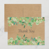 ナチュラルなクラフト ユーカリの葉 ビジネス サンクス ポストカード (正面/裏面)