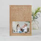 ナチュラルなクリスマス家族写真 箔シーズンカード (立ち正面)