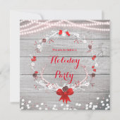 ナチュラルなクリスマス アントラー リース ホワイト ウッド 招待状 (正面)