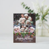 ナチュラルなクリスマス 松ぼっくり 4枚の写真 ポストカード (スタンド正面)