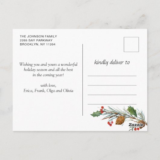 ナチュラルなクリスマス 松ぼっくり 4枚の写真 ポストカード (裏面)