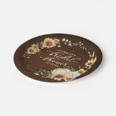 ナチュラルなグリーンとひまわりとパンプキンの秋のブライダル ペーパープレート (アングル)