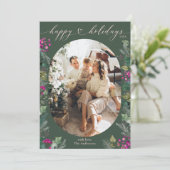 ナチュラルなグリーンの家族写真ホリデーカード シーズンカード (スタンド正面)