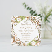 ナチュラルなコットンと羽毛のウェディングシャワー招待状 招待状 (スタンド正面)