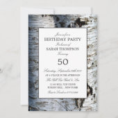 ナチュラルなシルバーバーチの木の誕生日 招待状 (正面)