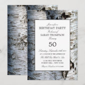 ナチュラルなシルバーバーチの木の誕生日 招待状 (正面/裏面)