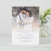 ナチュラルなスクリプトのQRコード写真オーバーレイ ウェディング 招待状 (スタンド正面)