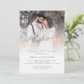 ナチュラルなスクリプトQRコード写真オーバーレイ結婚式 招待状 (スタンド正面)