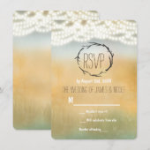 ナチュラルなスティック＆ストリングライト ウェディング返信カード 招待状 (正面/裏面)
