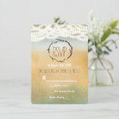 ナチュラルなスティック＆ストリングライト ウェディング返信カード 招待状 (スタンド正面)