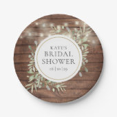 ナチュラルなストリングライトとグリーンのウェディングシャワー ペーパープレート (正面)