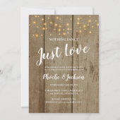 ナチュラルなストリングライト ウェディング エロープメント パーティー 招待状 (正面)