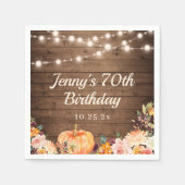 ナチュラルなストリングライト 秋のカボチャ ハッピーバースデー スタンダードカクテルナプキン (正面)