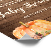 ナチュラルなストリングライト 秋の落ち葉 パンプキン ベイビーシャワー ポスター (角)