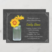 ナチュラルなダイジーとメイソンジャー 黒板式 ブライダルシャワー 招待状 (正面/裏面)