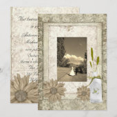 ナチュラルなダリアのウェスタンカントリーウェディング 招待状 (正面/裏面)