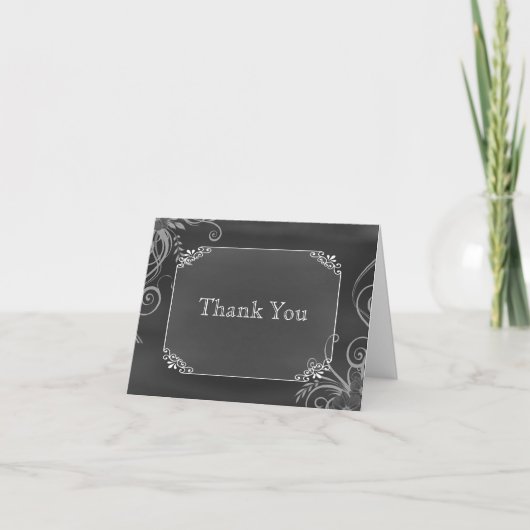 ナチュラルなチョークボードスタイルのウェディングサンキューレター サンキューカード (正面)