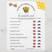 ナチュラルなデザインの「彼が言った、彼女が言った」結婚前のお茶会ゲーム チラシ (正面)