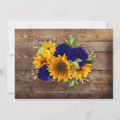 ナチュラルなネイビー色のひまわり写真付きSave the Dateカード 招待状 (裏面)
