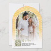 ナチュラルなハニーポットとミツバチのウェディングシャワー招待状「Bride to Bee」アーチ型の 招待状 (裏面)