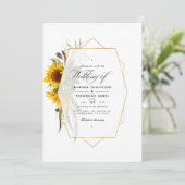 ナチュラルなハーブ標本ひまわり ボヘミアンワディング 招待状 (スタンド正面)