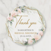 ナチュラルなバラ色のローズ ゴールドフレーム ブライダルシャワー フェイバータグ (裏面)