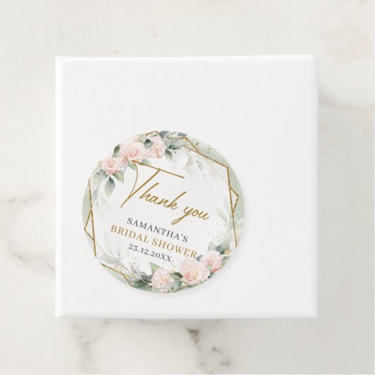 ナチュラルなバラ色のローズ ゴールドフレーム ブライダルシャワー フェイバータグ (インサイチュ)