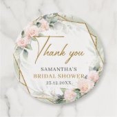 ナチュラルなバラ色のローズ ゴールドフレーム ブライダルシャワー フェイバータグ (正面)