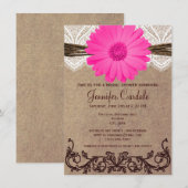 ナチュラルなピンクのデイジー ブライダルシャワーの招待状 招待状 (正面/裏面)