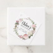 ナチュラルなピンクの花のブライダルシャワーの感謝メッセージ フェイバータグ (インサイチュ)