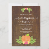 ナチュラルなフレンドギビングのディナー　パンプキンとグリーン 招待状 (正面)